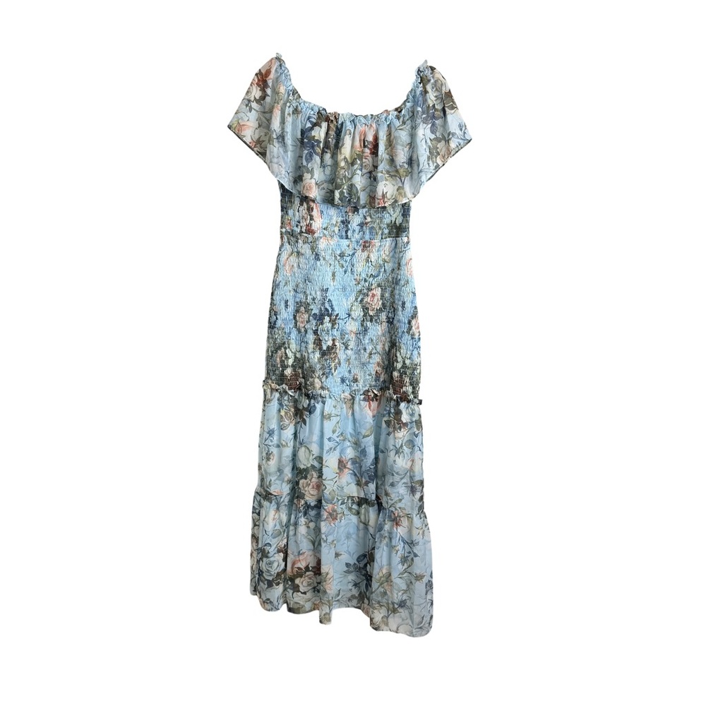 Baltic Born Amalfi Smocked Maxi‎ Dress Blue Floral - Picture 6 of 8